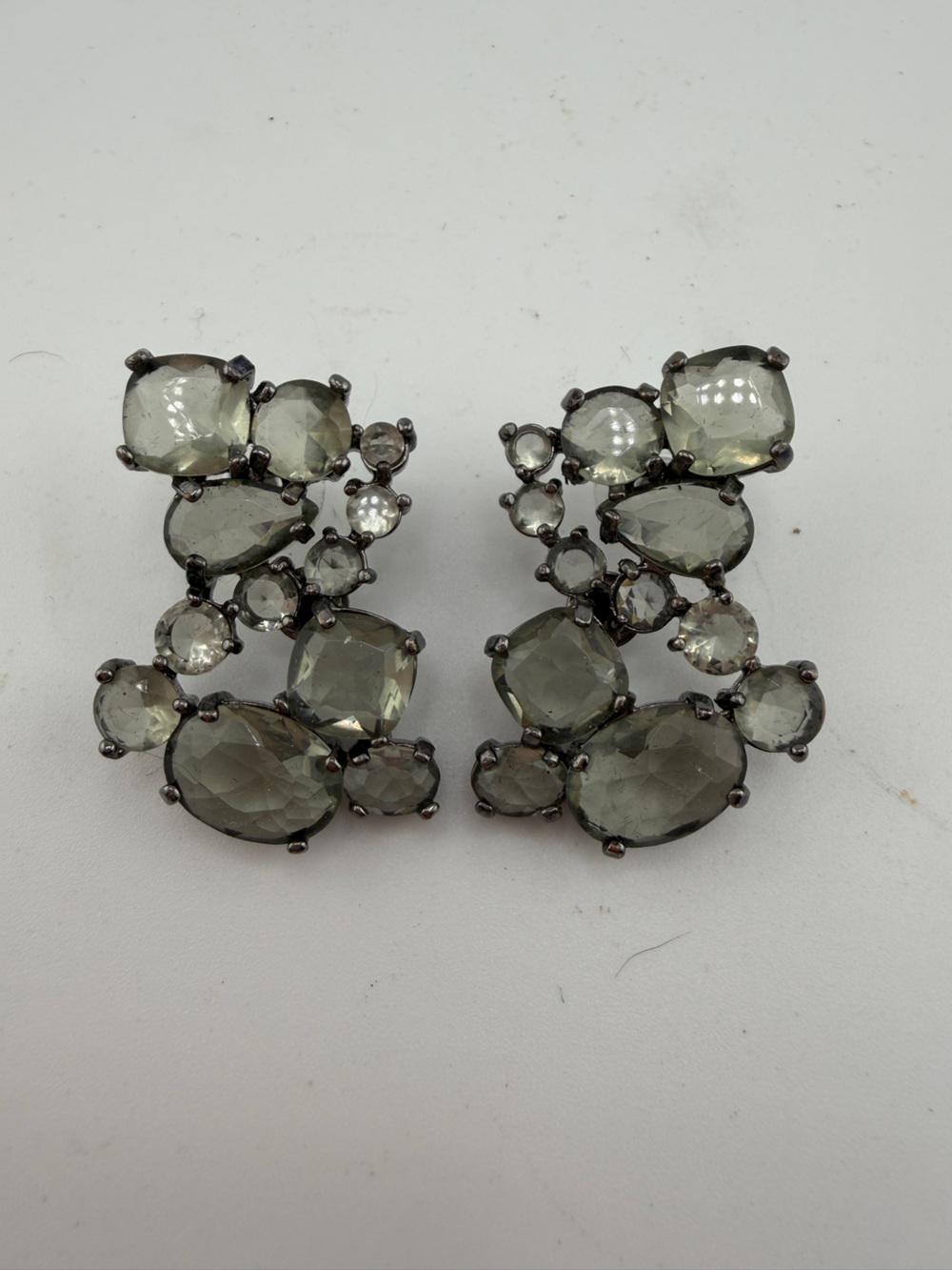 J. Crew Smoky Gray Cluster Crystal Drop Earrings